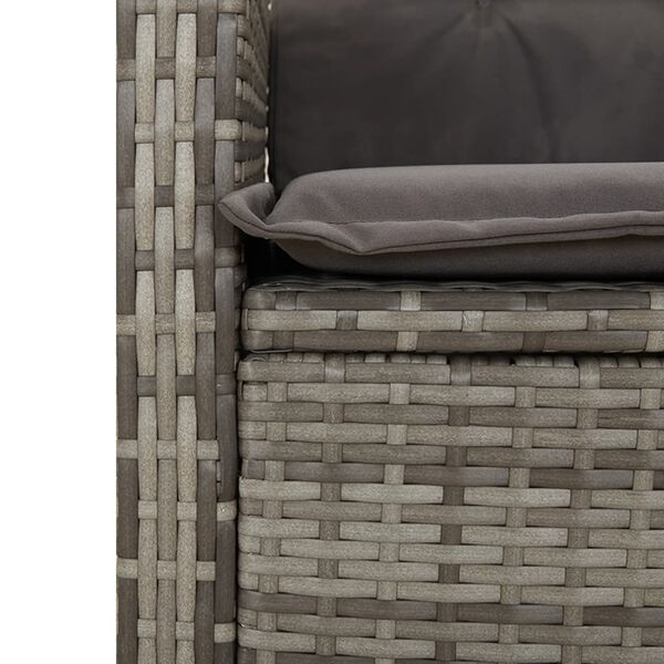 vidaXL 2 Piece Garden Dining Set with Cushions Grey Poly Rattan