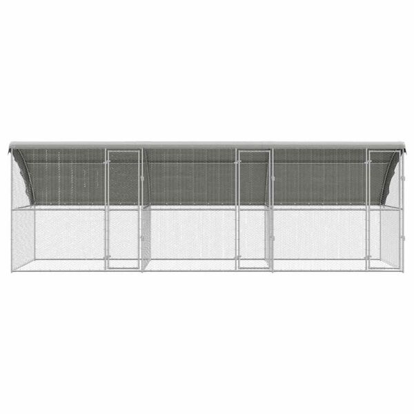 vidaXL Chicken Cage 3 pcs Silver 600 x 200 x 198.5 cm Galvanised Steel