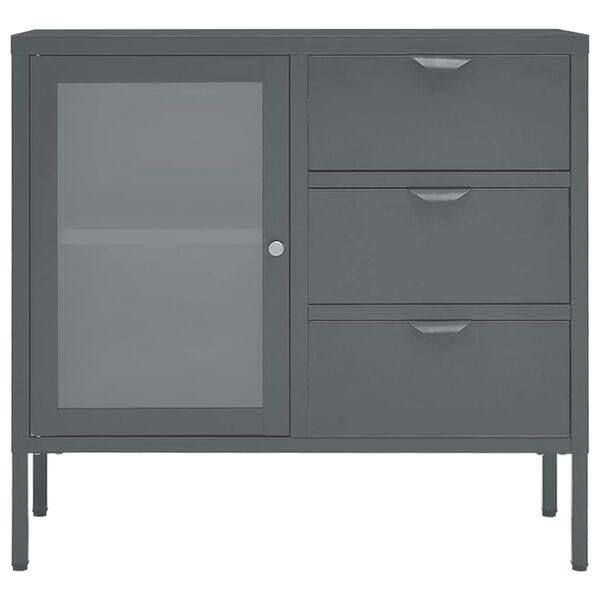 vidaXL Sideboard Anthracite 75x35x70 cm Steel and Tempered Glass