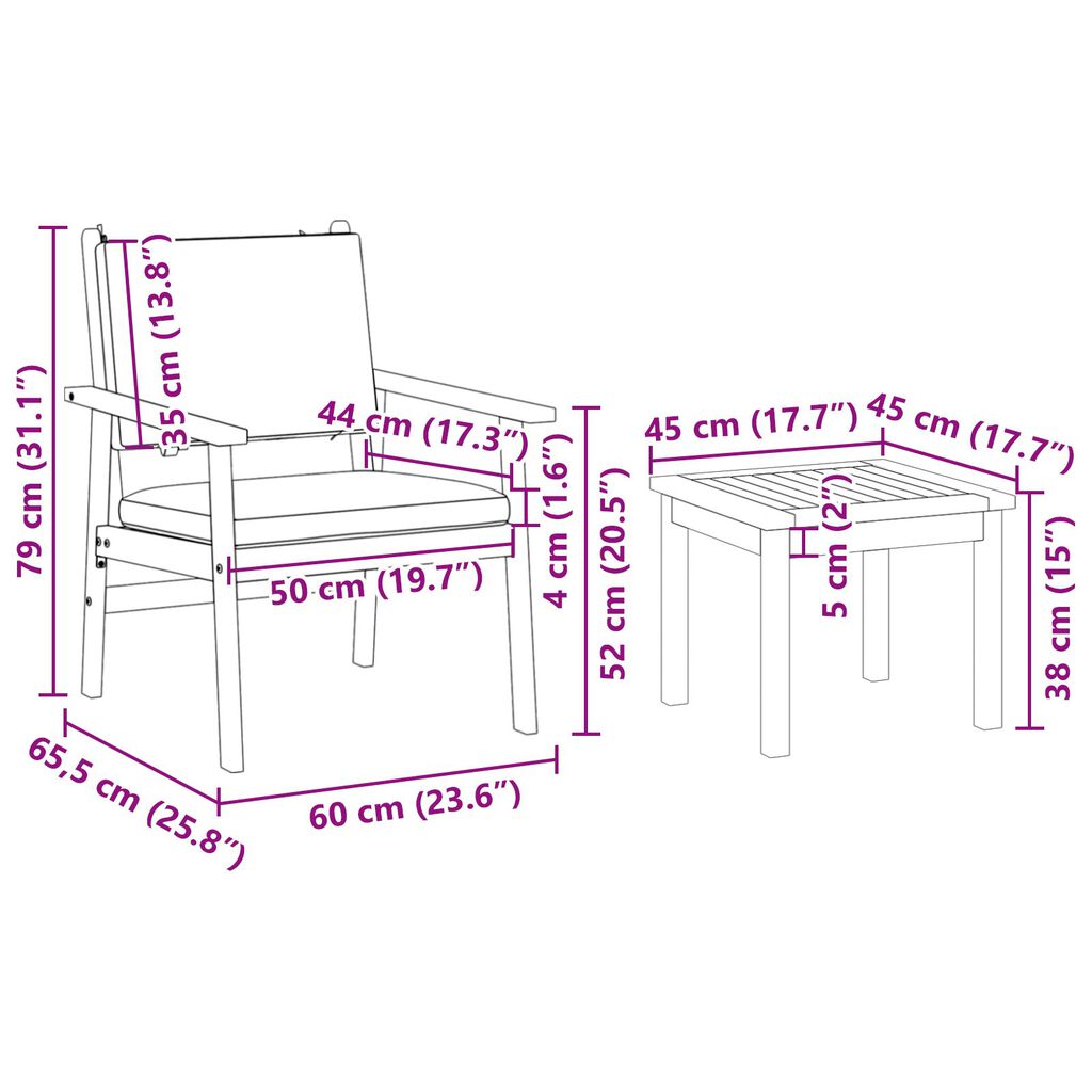 vidaXL 6 Piece Garden Dining Set with Cushions Solid Wood Acacia