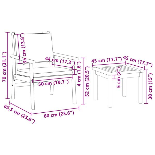 vidaXL 6 Piece Garden Dining Set with Cushions Solid Wood Acacia