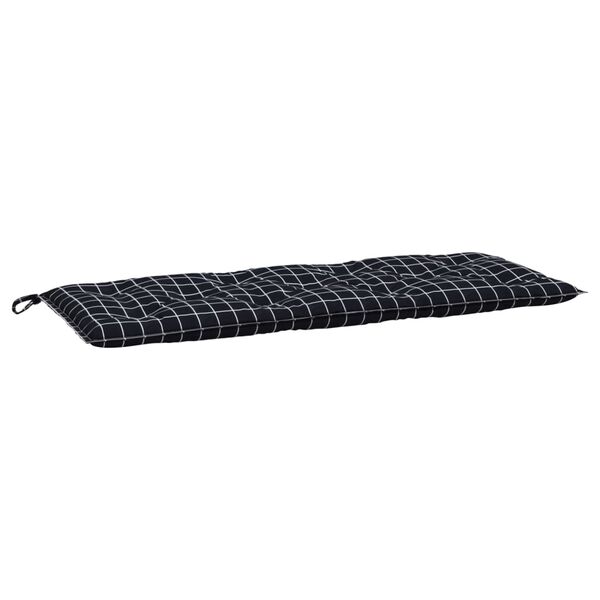 vidaXL Garden Bench Cushion Black Check Pattern 120x50x7 cm Fabric
