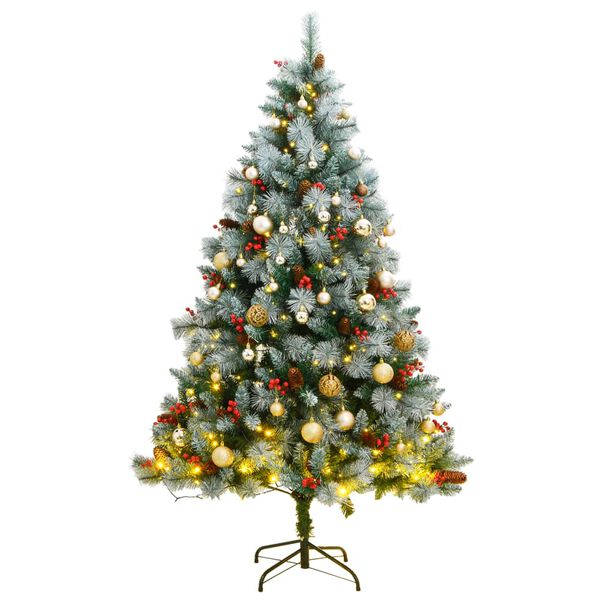 vidaXL Artificial Hinged Christmas Tree 300 LEDs & Ball Set 180 cm