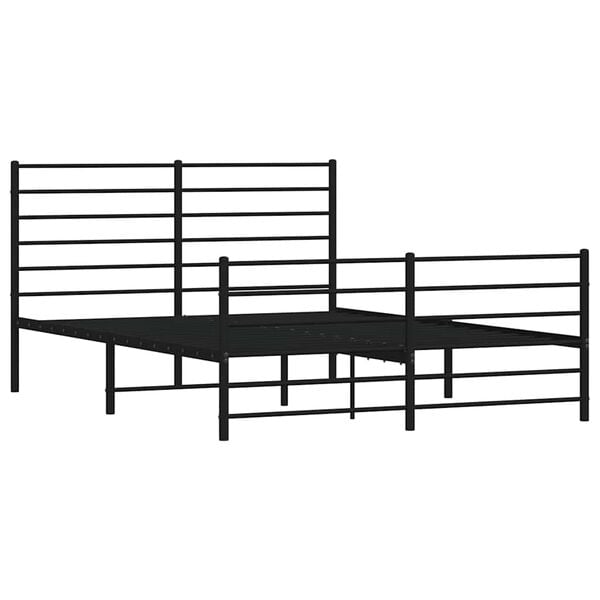 vidaXL Metal Bed Frame without Mattress with Footboard Black 150x200cm