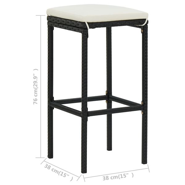 vidaXL 7 Piece Garden Bar Set with Cushions Black