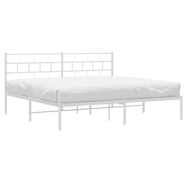 vidaXL Metal Bed Frame without Mattress with Headboard White 183x213cm