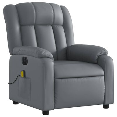 vidaXL Electric Massage Recliner Chair Grey Faux Leather