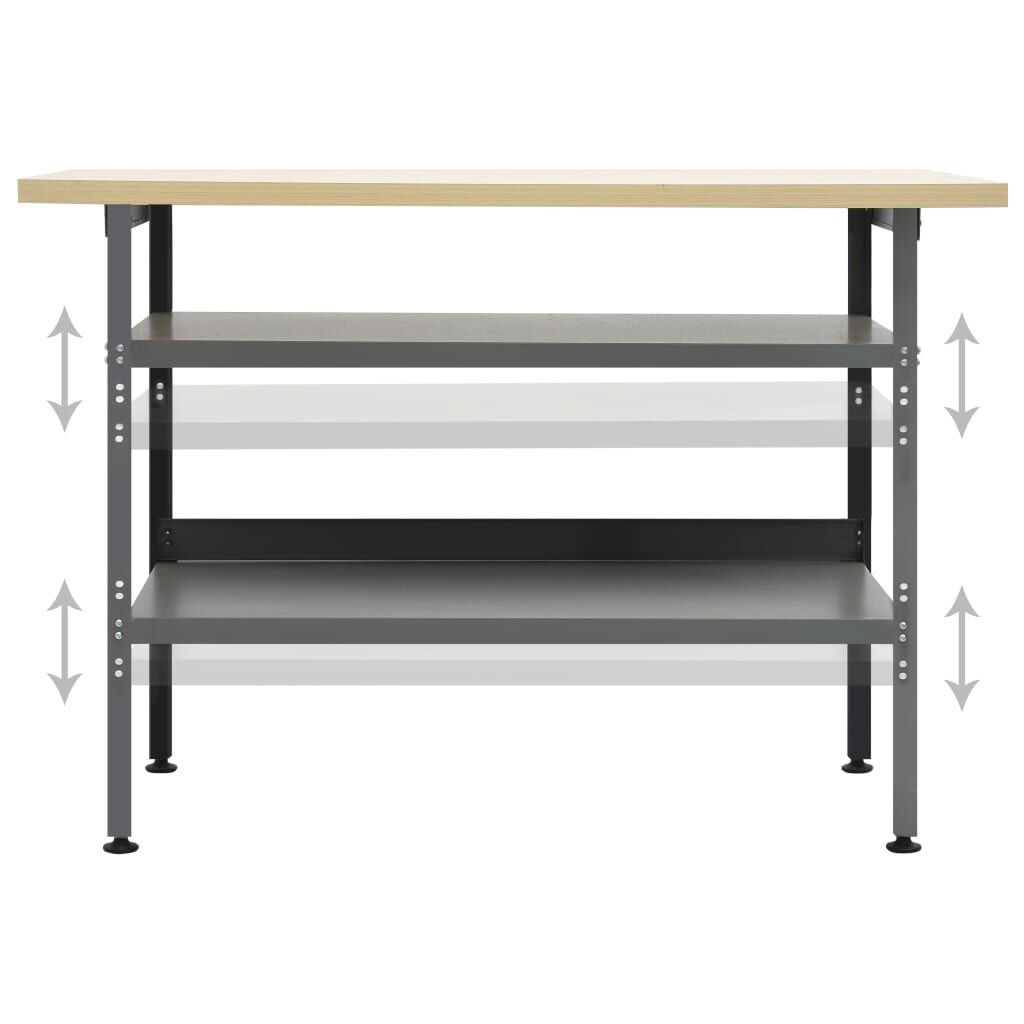 vidaXL Workbench Grey 120x60x85 cm Steel