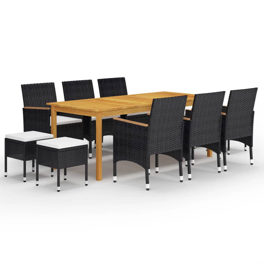 vidaXL 11 Piece Garden Dining Set Black