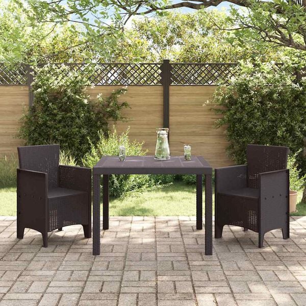 vidaXL Garden Dining Set 3 pcs Brown Polt rattan