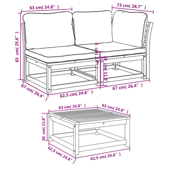 vidaXL 9 Piece Garden Lounge Set with Cushions Solid Wood Acacia