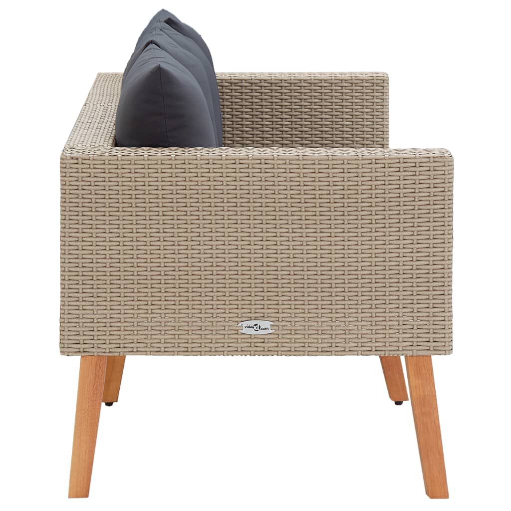 vidaXL 2-Seater Garden Sofa with Cushions Poly Rattan Beige