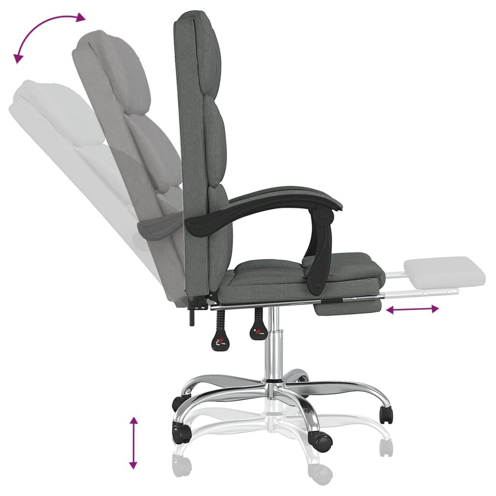 vidaXL Reclining Office Chair Dark Grey Fabric