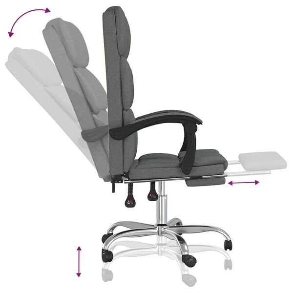 vidaXL Reclining Office Chair Dark Grey Fabric