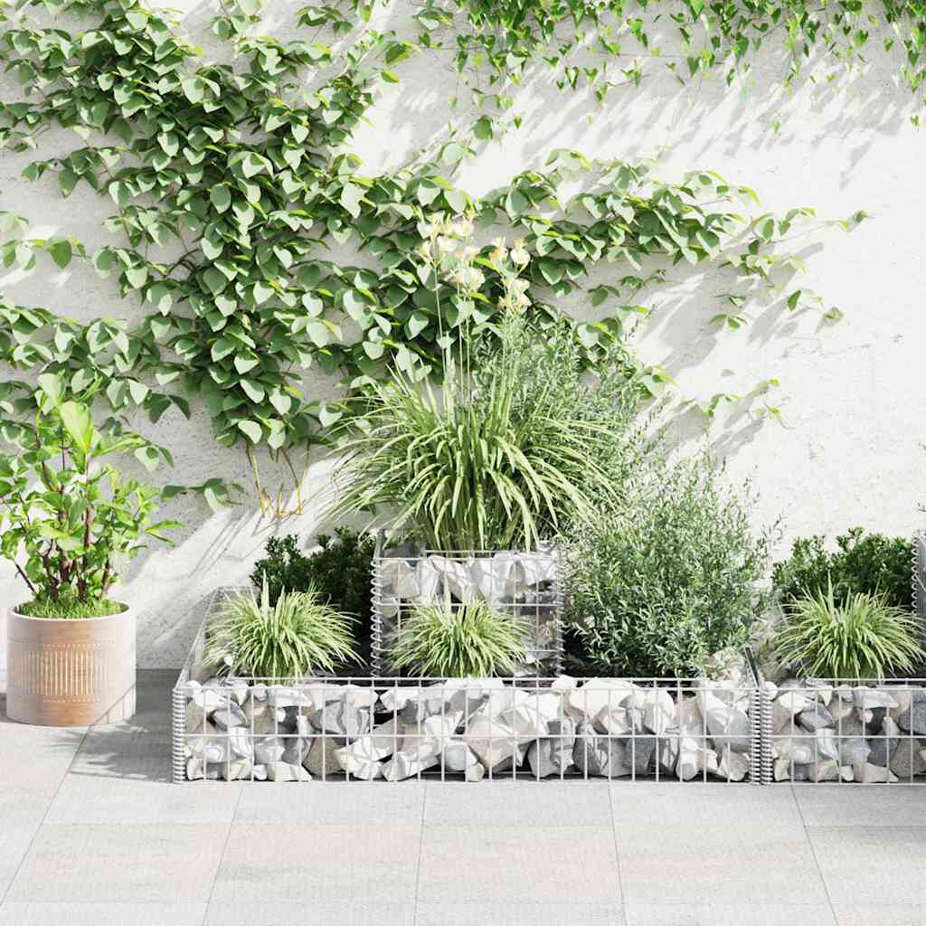 vidaXL Gabion Planter Galvanised Steel 120x120x20