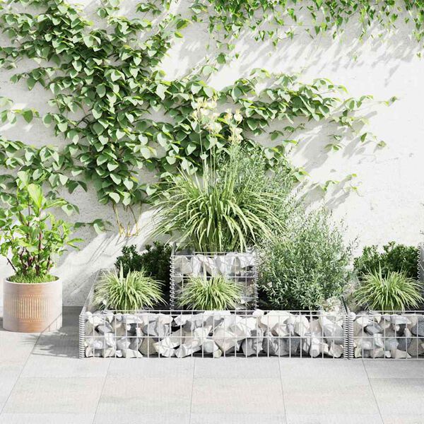 vidaXL Gabion Planter Galvanised Steel 120x120x20