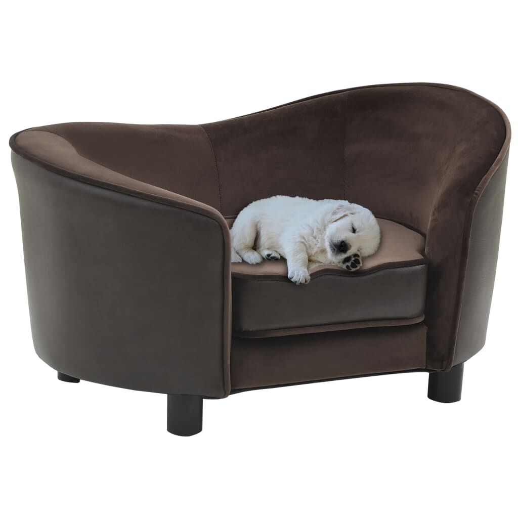 vidaXL Dog Sofa Brown 69x49x40 cm Plush and Faux Leather