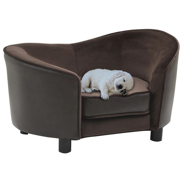vidaXL Dog Sofa Brown 69x49x40 cm Plush and Faux Leather