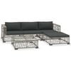 vidaXL 5 Piece Garden Lounge Set with Cushions Poly Rattan Gray