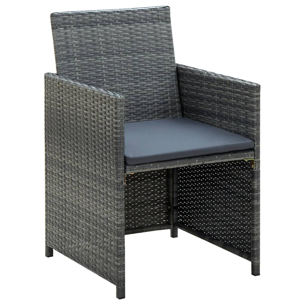 vidaXL 4 Piece Garden Lounge with Cushions Set Poly Rattan Grey