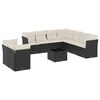 vidaXL 10 Piece Garden Sofa Set with Cushions Black Poly Rattan