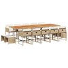 vidaXL 15 Piece Garden Dining Set with Cushions Beige Poly Rattan