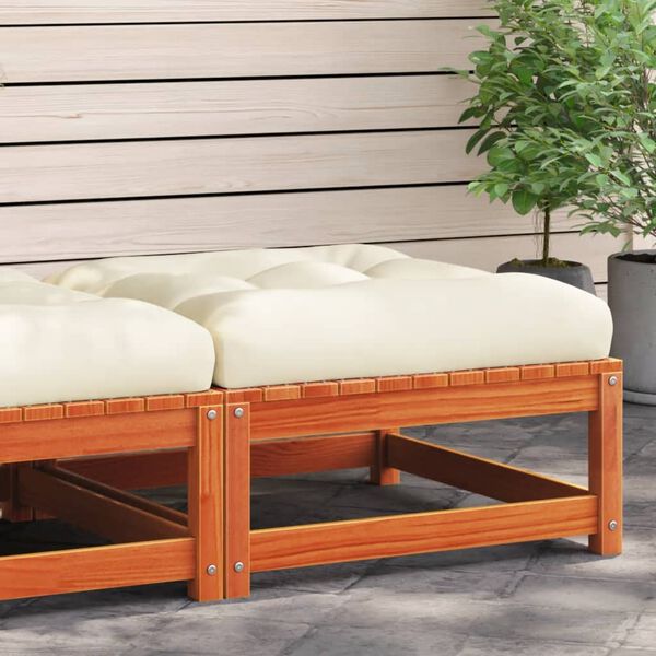 vidaXL Garden Footstool with Cushion Wax Brown Solid Wood Pine