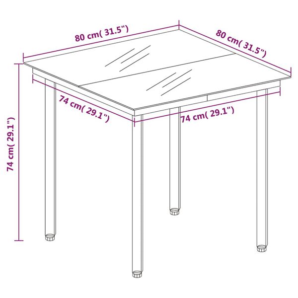 vidaXL 3 Piece Garden Dining Set Black