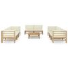 vidaXL 9 Piece Garden Lounge Set with Cream White Cushions Bamboo