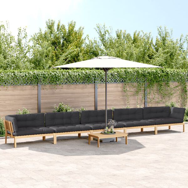vidaXL 6 Piece Garden Pallet Sofa Set with Cushions Solid Wood Acacia