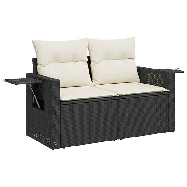 vidaXL 9 Piece Garden Sofa Set with Cushions Black Poly Rattan