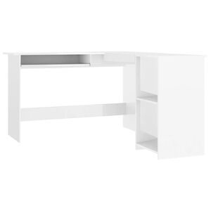 vidaXL L-Shaped Corner Desk High Gloss White 120x140x75 cm Engineered Wood