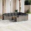 vidaXL 11 Piece Garden Sofa Set with Cushions Grey Poly Rattan