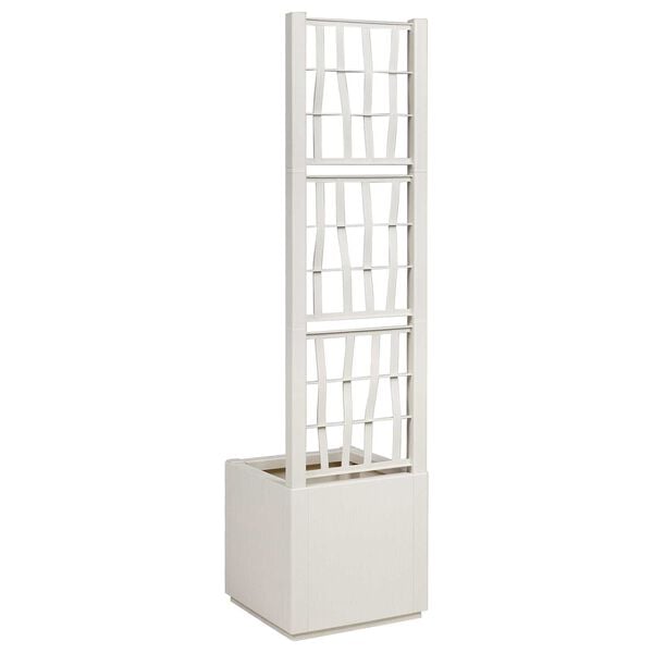 vidaXL Garden Planter with Trellis White 36x36x140 cm PP