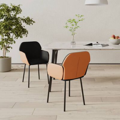 vidaXL Dining Chairs 2 pcs Black Fabric and Faux Leather