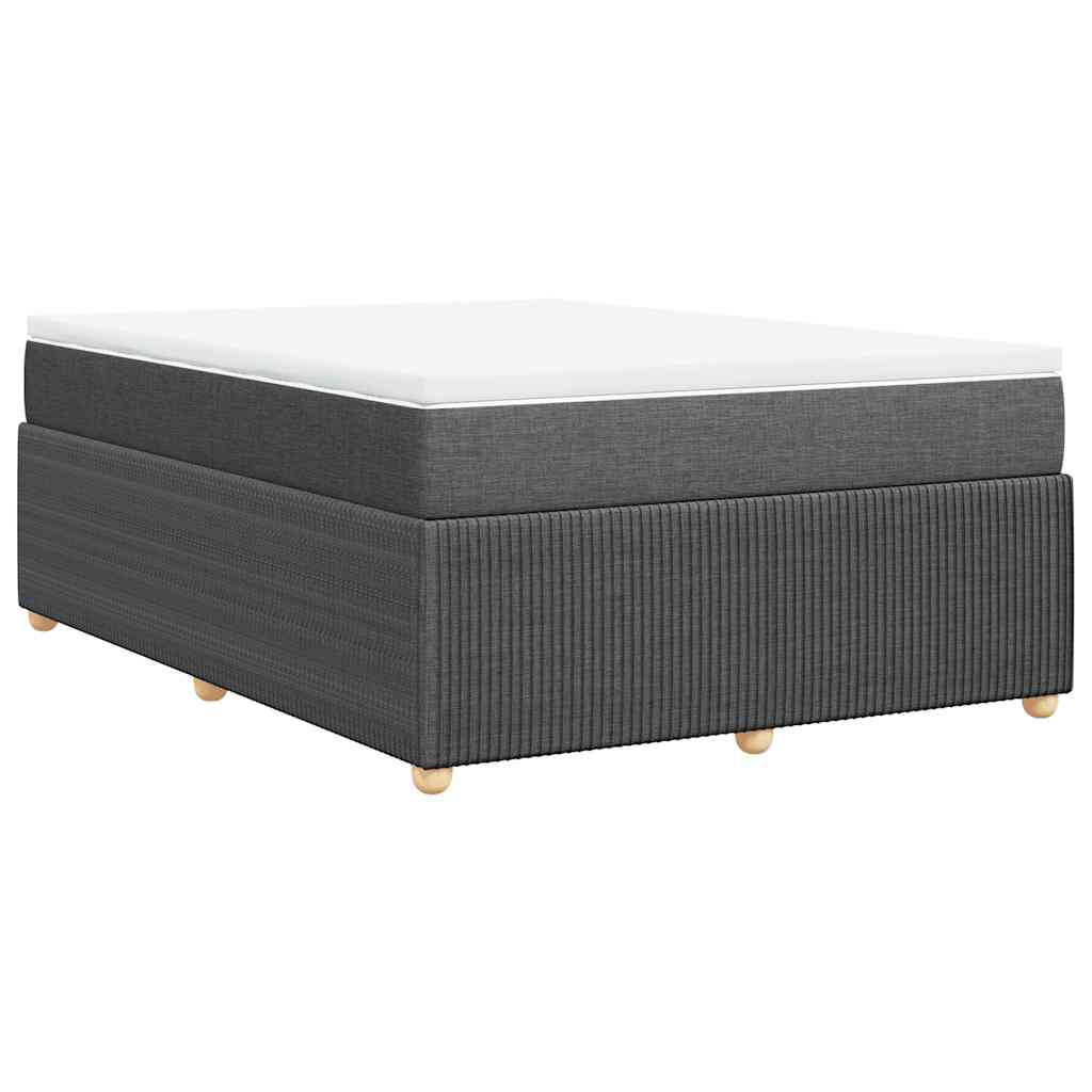vidaXL Box Spring Bed with Mattress Dark Grey Queen Fabric