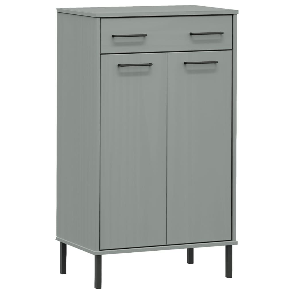 vidaXL Shoe Rack with Metal Legs Grey Solid Wood Pine OSLO