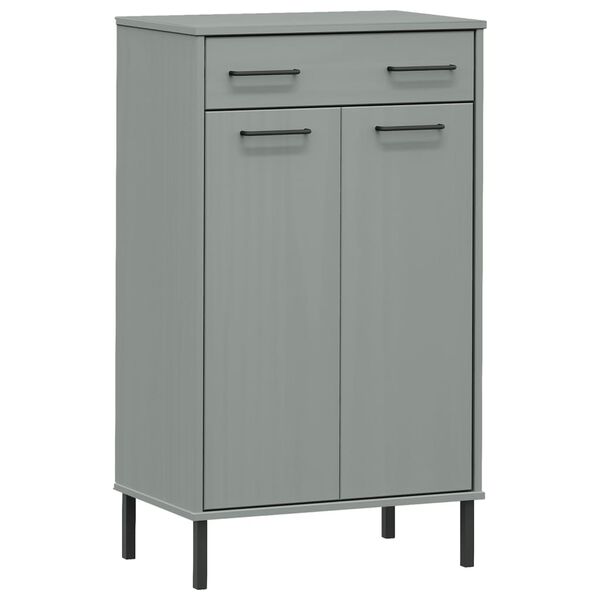 vidaXL Shoe Rack with Metal Legs Grey Solid Wood Pine OSLO