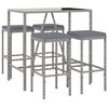 vidaXL 5 Piece Garden Bar Set with Cushions Grey Poly Rattan