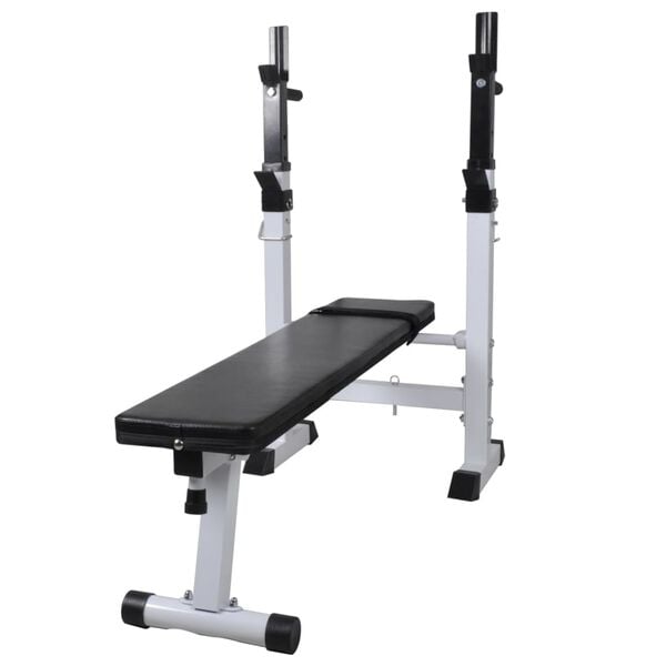 vidaXL Workout Bench with Weight Rack, Barbell and Dumbbell Set 90 kg