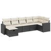 vidaXL 7 Piece Garden Sofa Set with Cushions Black Poly Rattan