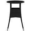 vidaXL Garden Table Ø60x75 cm Tempered Glass and Poly Rattan Black