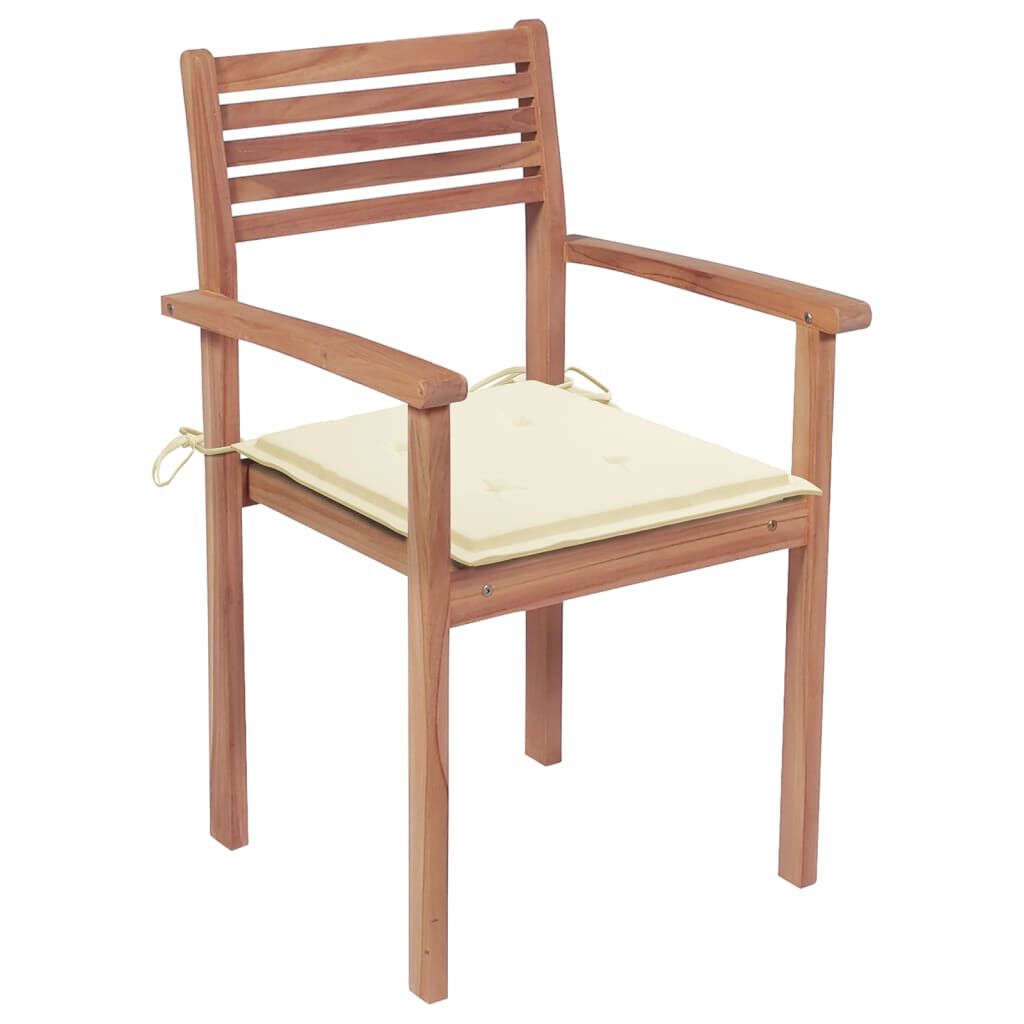 vidaXL Stackable Garden Chairs with Cushions 6 pcs Solid Teak Wood