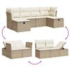 vidaXL 6 Piece Garden Sofa Set with Cushions Beige Poly Rattan