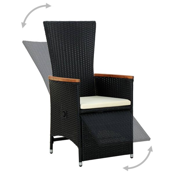 vidaXL 7 Piece Outdoor Dining Set Poly Rattan Acacia Wood Black