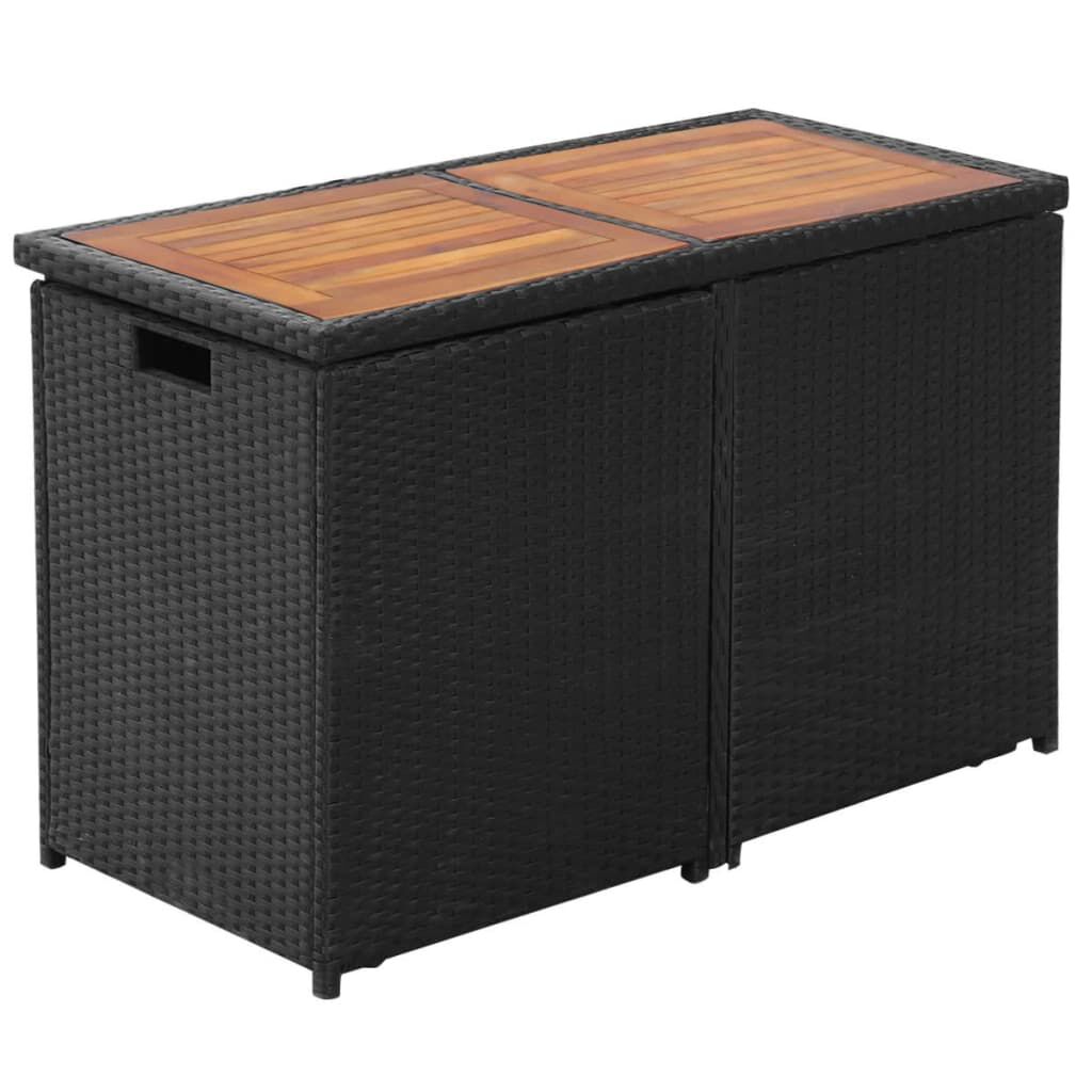 vidaXL 3 Piece Bistro Set with Cushions Poly Rattan Black