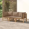 vidaXL 3 Piece Garden Lounge Set with Taupe Cushions Bamboo