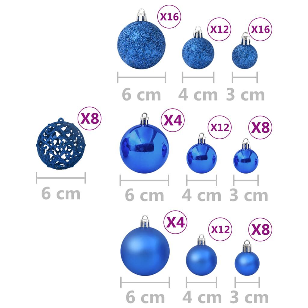 vidaXL 100 Piece Christmas Ball Set Blue