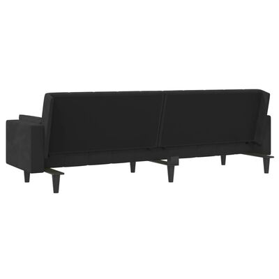 vidaXL 2-Seater Sofa Bed with Two Pillows Black Velvet