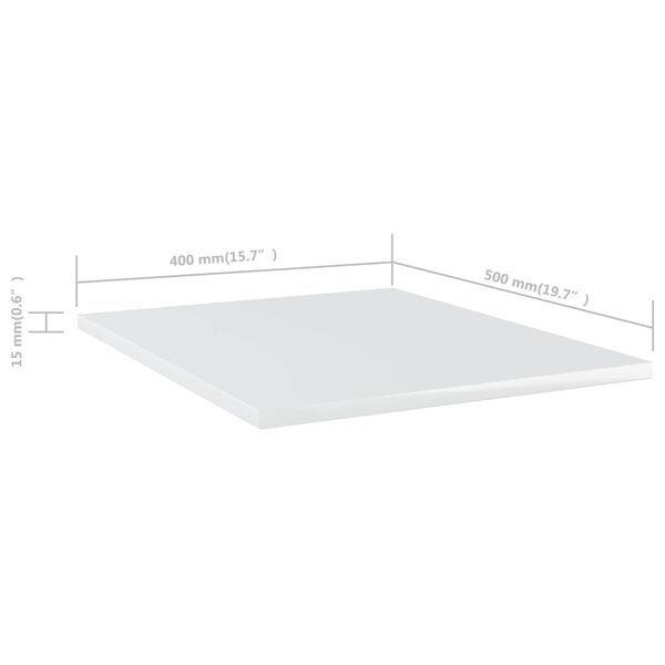 vidaXL Bookshelf Boards 8 pcs High Gloss White 40x50x1.5 cm Engineered Wood